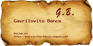 Gavrilovits Bence névjegykártya